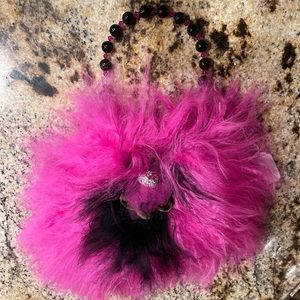 NWT - Custom Made. Genuine Tibetan Lamb with glass bead handle